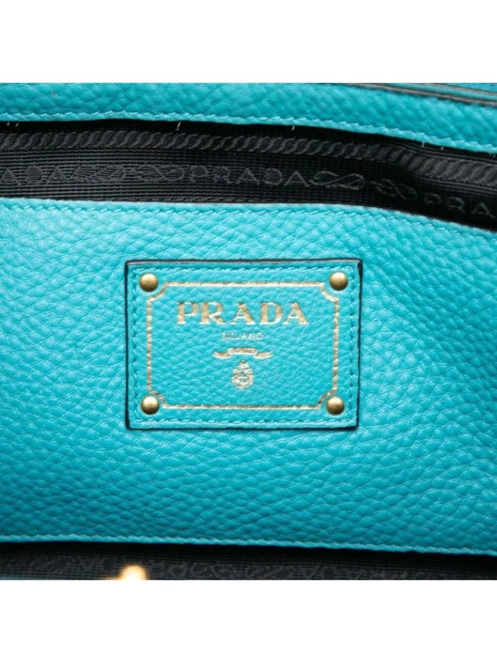 Prada 2-Way Shoulder Bag Blue Vitello Daino Leather